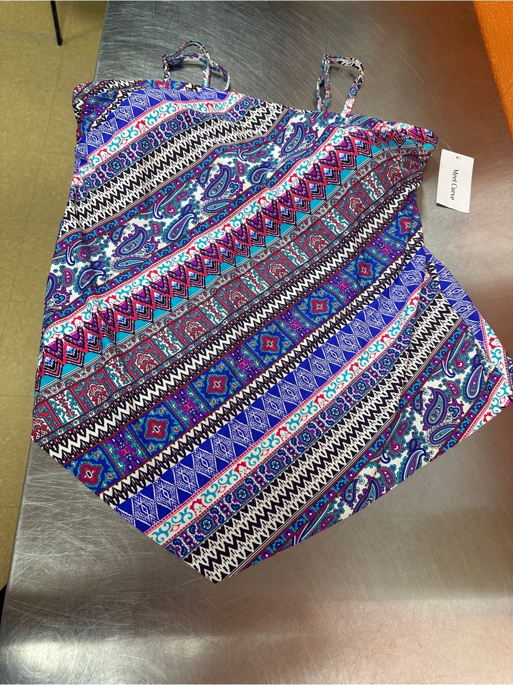 NWT Meet Curve Swim Top Tankini 3XL Paisley Geometric Boho Padded Halter